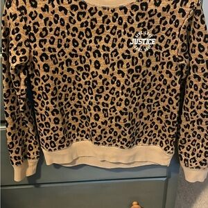 Justice Leopard Print Crew Neck - Brown and Black